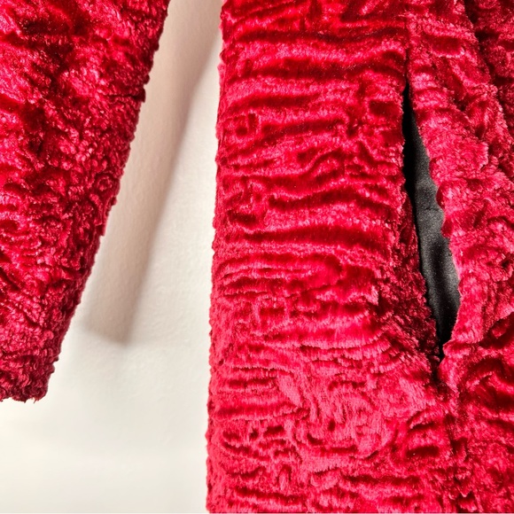 Bebe Burgundy Persian Lamb Faux Fur Coat - Size P - Picture 9 of 14